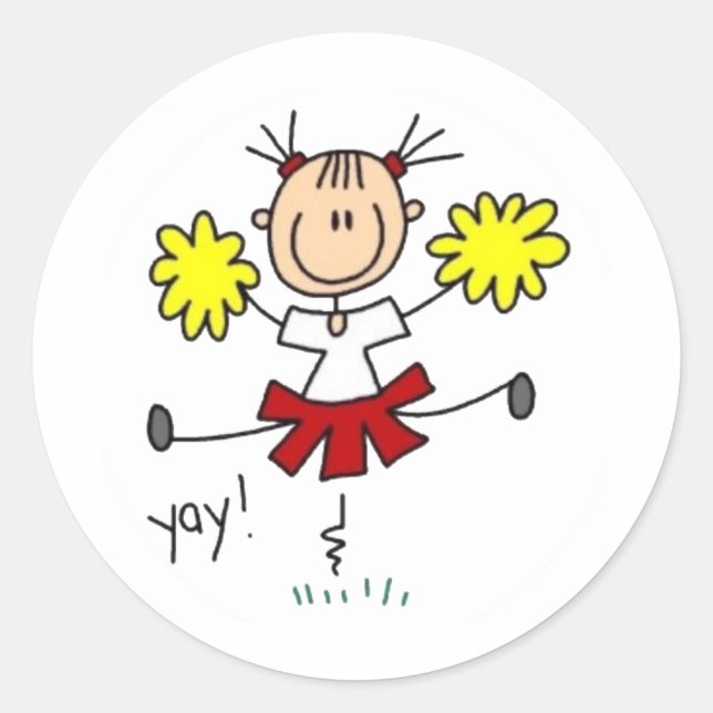 Cheerleader Stick Fgure Runder Aufkleber (Vorderseite)