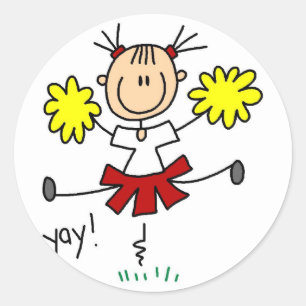 Cheerleader-Strichmännchen-Aufkleber Runder Aufkleber