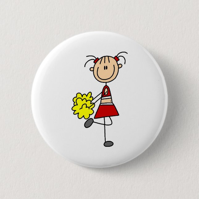 Cheerleader-Strichmännchen-Knopf Button (Vorderseite)