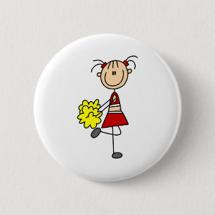 Cheerleader-Strichmännchen-Knopf Button