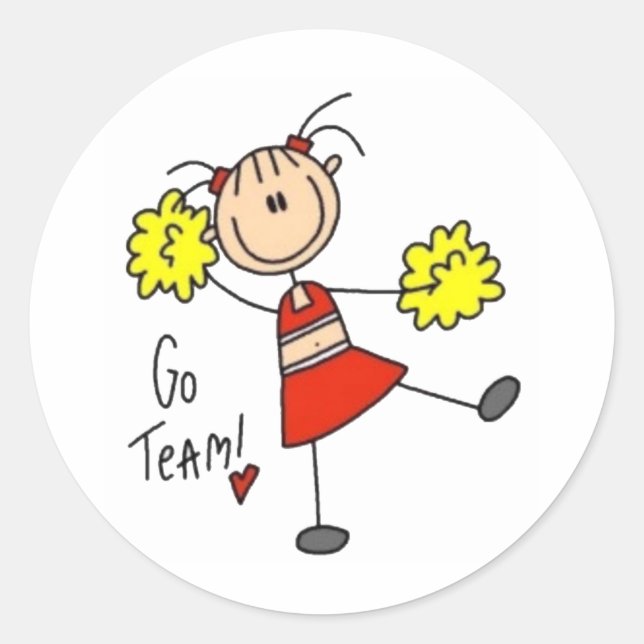 Cheerleader Strichmännchen Runder Aufkleber (Vorderseite)