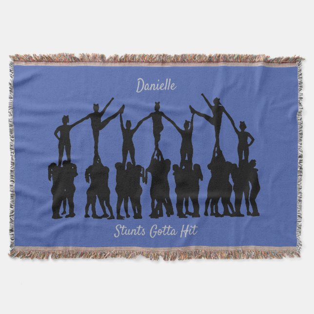Cheerleader "Stunts Gotta Hit" Blau / Silber Decke (Vorderseite)