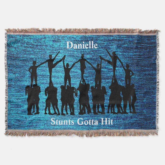 Cheerleader "Stunts Gotta Hit" Metallic Blue Decke (Vorderseite)