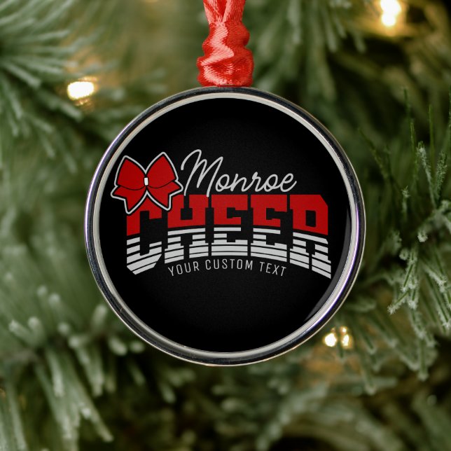 Cheerleader Team ADD NAME School Athlete Cheerlead Ornament Aus Metall (Baum)