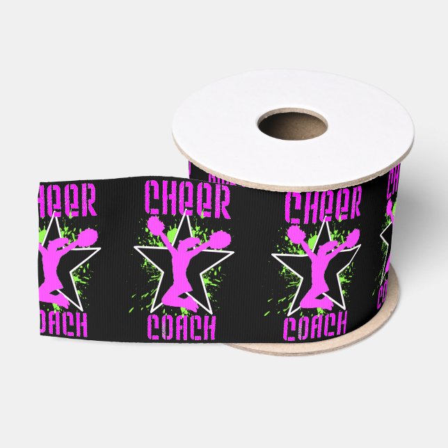 Cheerleader-Trainer-Schwarzes 3" Grosgrain Band Ripsband (Spule)
