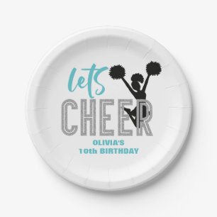 Cheerleader turquoise Silver Black Cheer Geburtsta Pappteller