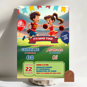 Cheerleader und Football Joint Geburtstag Einladung