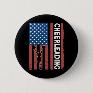 Cheerleader USA Flag Cheerleading  Button