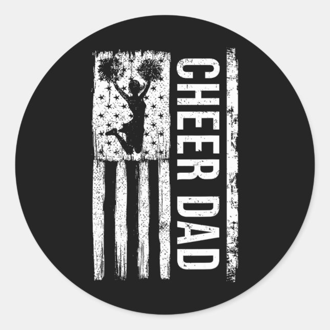 Cheerleader Vater Cheerleader American Flag Father Runder Aufkleber (Vorderseite)