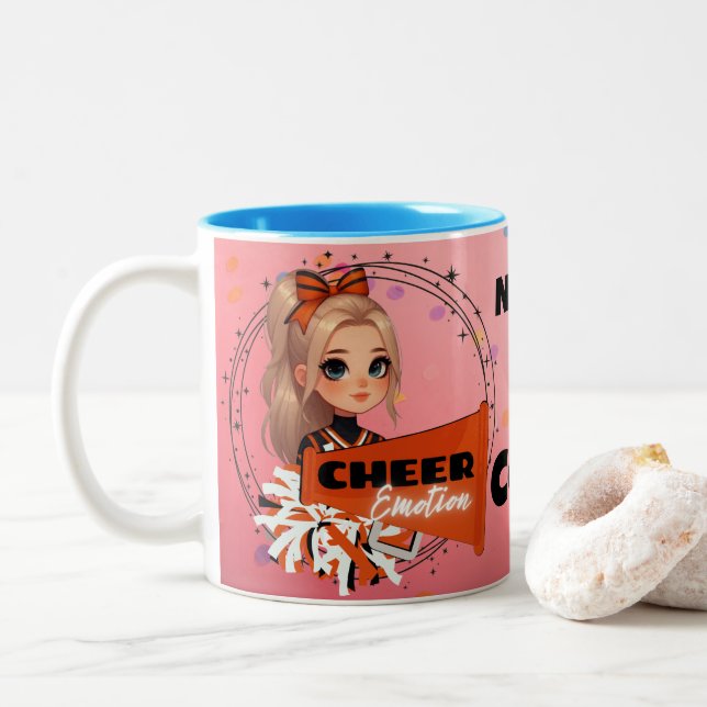 Cheerleader, vergiss nie, dass du COURAGEOUS bist! Zweifarbige Tasse (Mit Donut)
