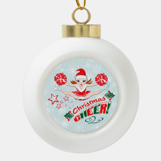 Cheerleader Weihnachten fröhlich Keramik Kugel-Ornament (Vorderseite)