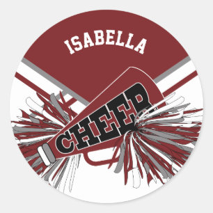 📣 Cheerleader - White, Maroon und Grau Runder Aufkleber