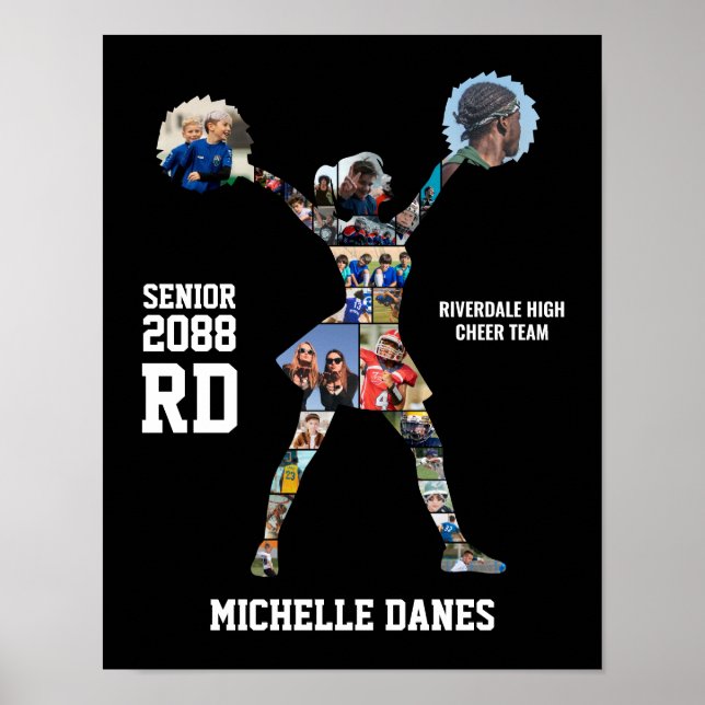 Cheerleaderin Cheer Team Foto-Collage Poster (Vorne)