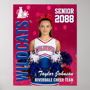 Cheerleaderin des Senior-Cheer-Teams Foto rosa Kon Poster