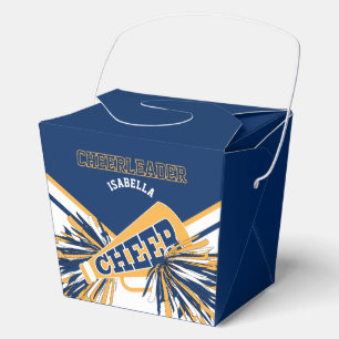 Cheerleaderin in Blau, Weiß und Gold Geschenkschachtel