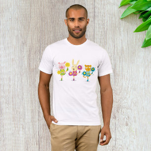 Cheerleading Animal Trio Pig Bunny and Cat T-Shirt