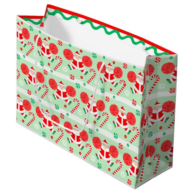 Cheerleading Christmas Holiday Große Geschenktüte (Vorderseite Schrägansicht)