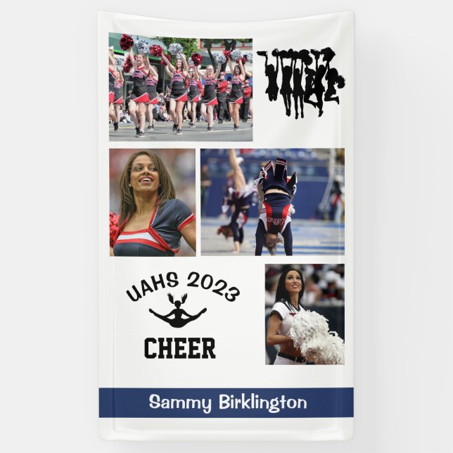 Cheerleading Class of 2023 4 Foto School Name Banner (Vertikal)
