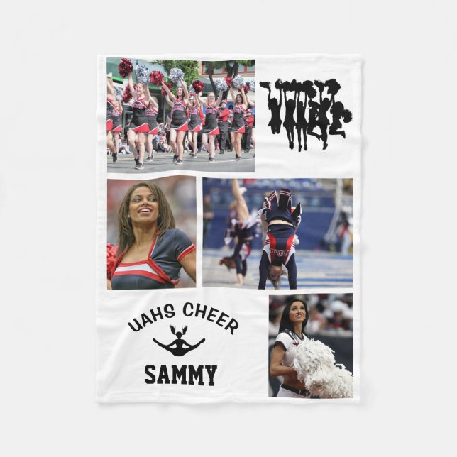 Cheerleading Class of 2023 4 Foto School Name Fleecedecke (Vorderseite)