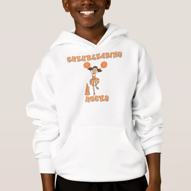 Cheerleading Felsen, orange Hoodie (Vorderseite)