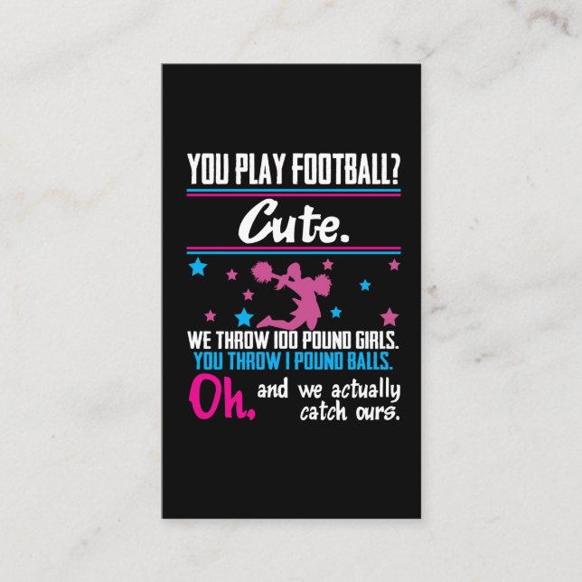 Cheerleading Geschenk spielen Sie Fußball, der Visitenkarte (Vorderseite)