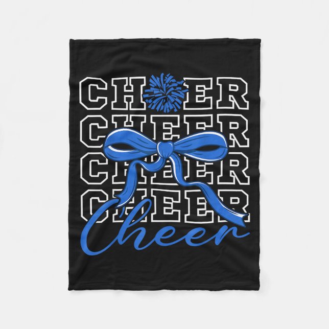 Cheerleading Jubel Blau Kokette Schleife Cheerlead Fleecedecke (Vorderseite)