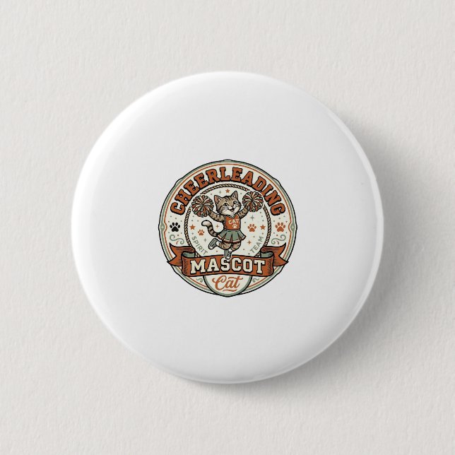 Cheerleading-Maskottchen Katze Cheerleading-Maskot Button (Vorderseite)