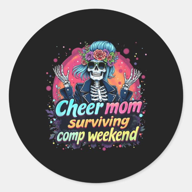 Cheerleading Parteichkaffee Mama überleben Com Runder Aufkleber (Vorderseite)