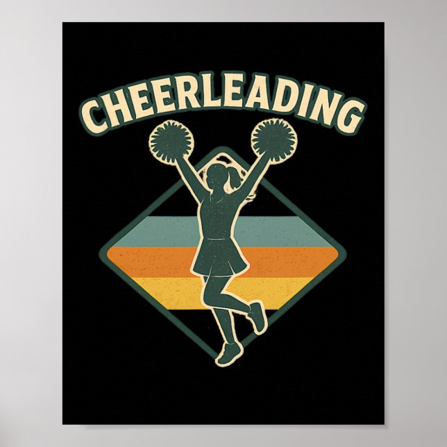 Cheerleading Retro Vintage Silhouette  Poster (Vorne)