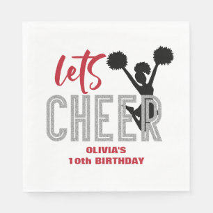 Cheerleading Rot Silber Schwarz Cheer Geburtstag Serviette