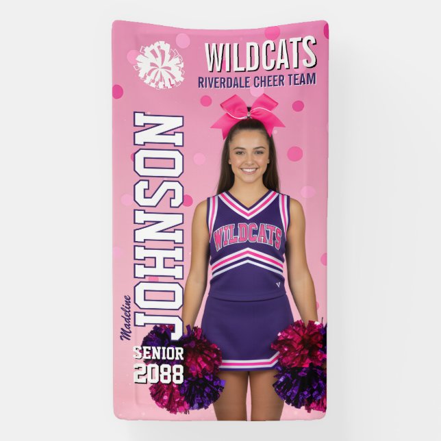 Cheerleading Senior Cheer Team Custom Pink Sports Banner (Vertikal)