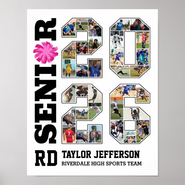 Cheerleading-Team Senior 2026 Sportfoto-Collage Poster (Vorne)