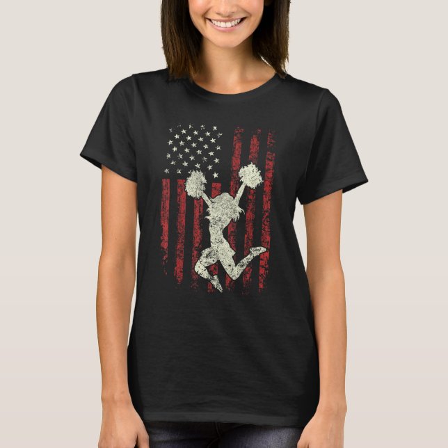 Cheerleading US Flag  Cheer Girl Patriotic 4th Of  T-Shirt (Vorderseite)