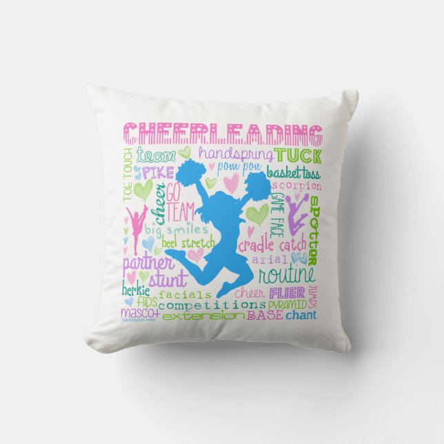 Cheerleading Wort-Pastelltypographie Kissen (Vorderseite)
