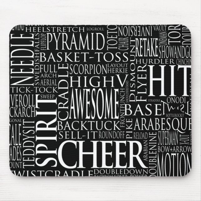 Cheerleading Wort-Wolken-Mausunterlage Mousepad (Vorne)