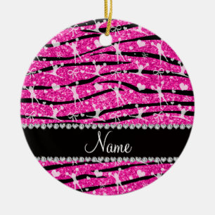 Cheerleading Zebraneonstreifen Glitter des heißen Keramik Ornament