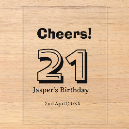 Cheers 21 birthday bold letter name boy man gifts  acryleinladungen