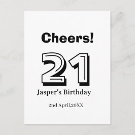 Cheers 21 birthday bold letter name boy man gifts  postkarte