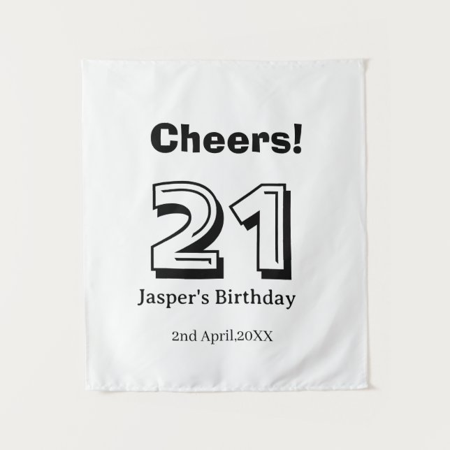 Cheers 21 birthday bold letter name boy man gifts  wandteppich (Vorderseite)