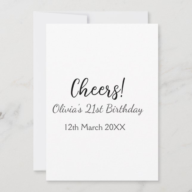 Cheers 21. Geburtstag hinzufügen Namensdatum einfa Einladung (Vorderseite)