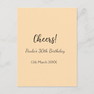 Cheers 30. Geburtstag Name Datum einfach minimal Postkarte