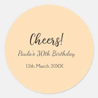 Cheers 30th birthday add name date simple minimal  runder aufkleber