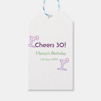 cheers 30th birthday name wine purple glass green  geschenkanhänger