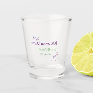 cheers 30th birthday name wine purple glass green  schnapsglas