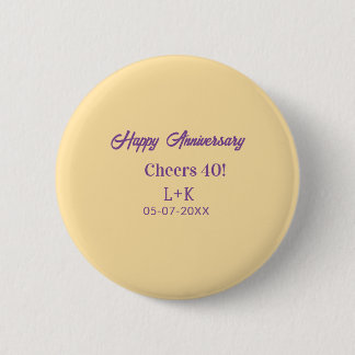 Cheers 40 happy anniversary purple orange pastel n button