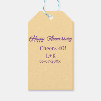 Cheers 40 happy anniversary purple orange pastel n geschenkanhänger