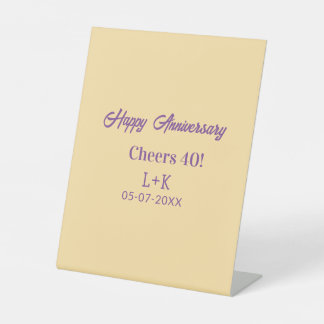 Cheers 40 happy anniversary purple orange pastel n sockelschild