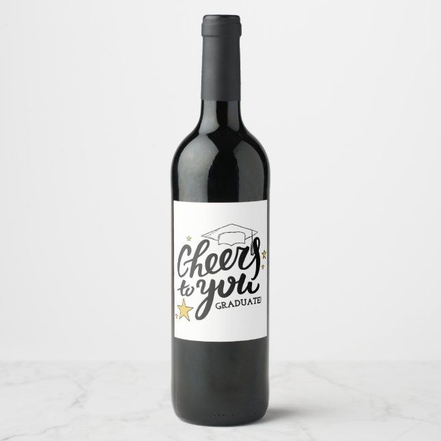 Cheers Abschluss Graphics Best Graduation Party Weinetikett (Vorderseite)