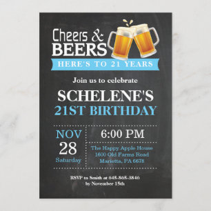 Cheers and Beers 21e Anniversaire Invitation Card