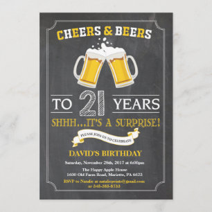 Cheers and Beers 21e Anniversaire Invitation Card